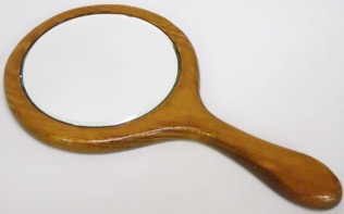 curly oak hand mirror
