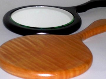 handcrafted wooden hand mirrors